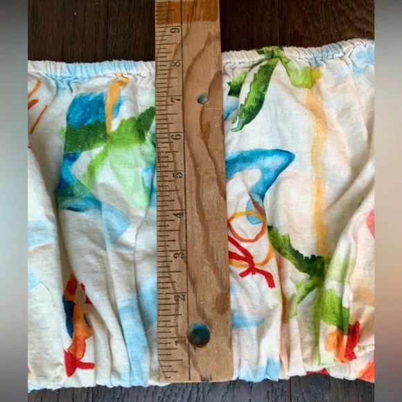 Farm Rio Tropical Linen Crop Top Women's Sz XS Tube Shirt Multi Colored Beach - Picture 9 of 10